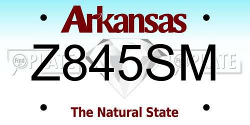 Z845SM Arkansas License Plate
