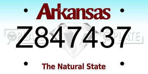 Z847437 Arkansas License Plate