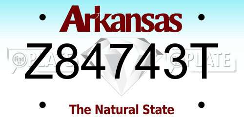 Z84743T Arkansas License Plate