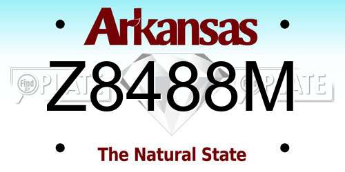 Z8488M Arkansas License Plate