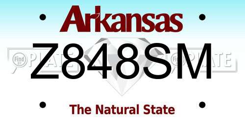 Z848SM Arkansas License Plate