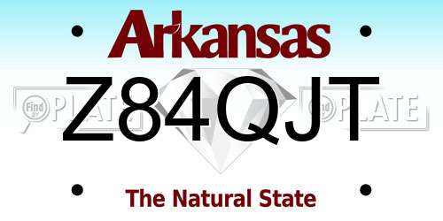 Z84QJT Arkansas License Plate