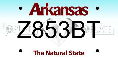 Z853BT Arkansas License Plate