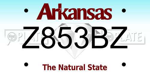 Z853BZ Arkansas License Plate