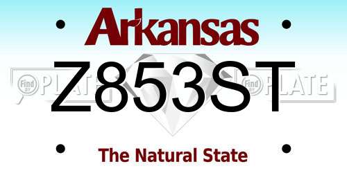 Z853ST Arkansas License Plate