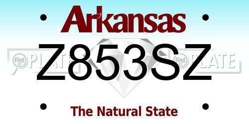 Z853SZ Arkansas License Plate