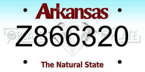 Z866320 Arkansas License Plate