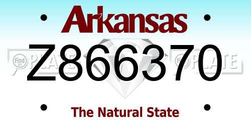 Z866370 Arkansas License Plate