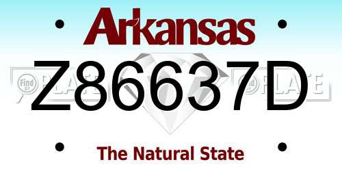 Z86637D Arkansas License Plate