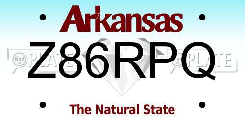 Z86RPQ Arkansas License Plate