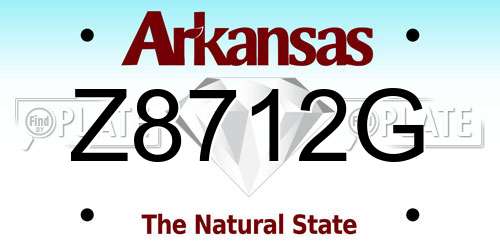 Z8712G Arkansas License Plate