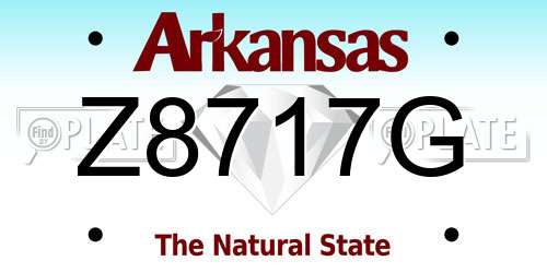 Z8717G Arkansas License Plate