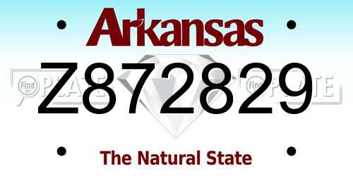 Z872829 Arkansas License Plate