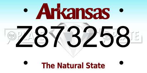 Z873258 Arkansas License Plate