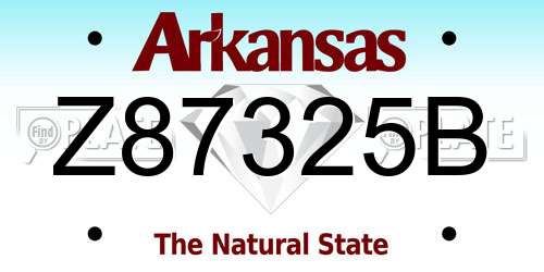 Z87325B Arkansas License Plate