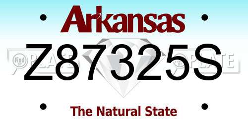 Z87325S Arkansas License Plate