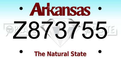 Z873755 Arkansas License Plate