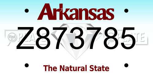 Z873785 Arkansas License Plate