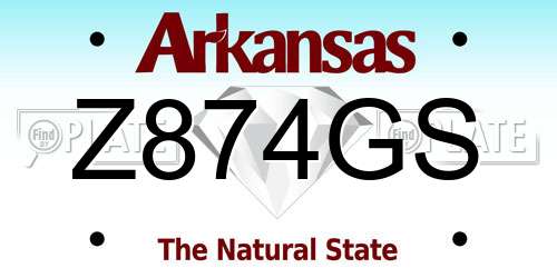 Z874GS Arkansas License Plate