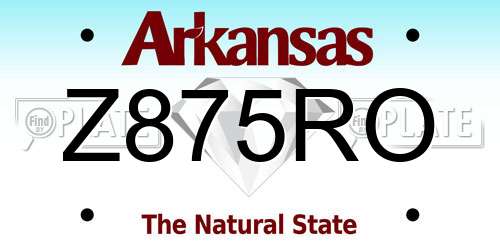 Z875RO Arkansas License Plate
