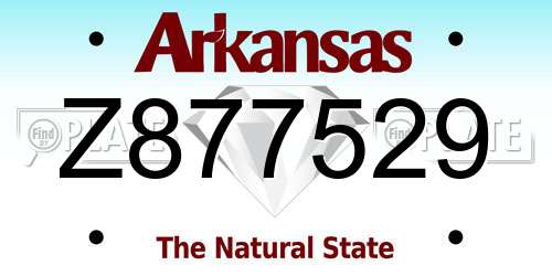 Z877529 Arkansas License Plate