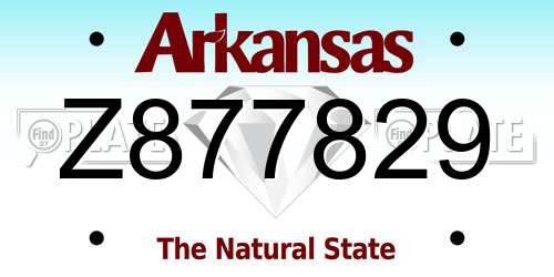 Z877829 Arkansas License Plate