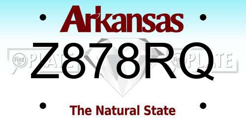 Z878RQ Arkansas License Plate