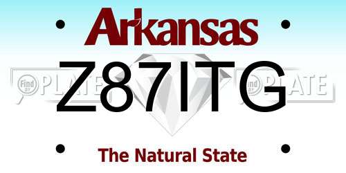 Z87ITG Arkansas License Plate