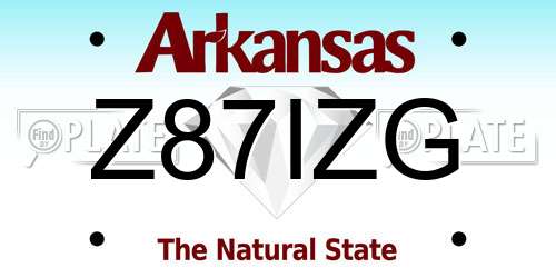 Z87IZG Arkansas License Plate