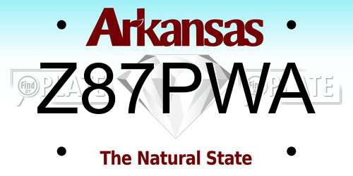 Z87PWA Arkansas License Plate