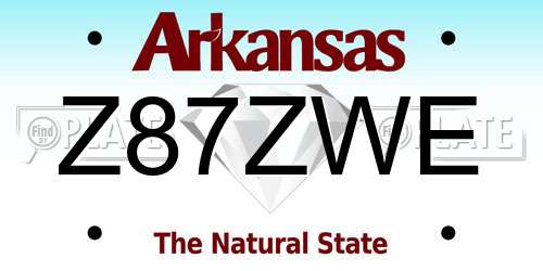 Z87ZWE Arkansas License Plate