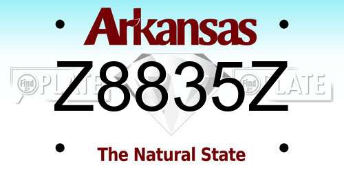 Z8835Z Arkansas License Plate
