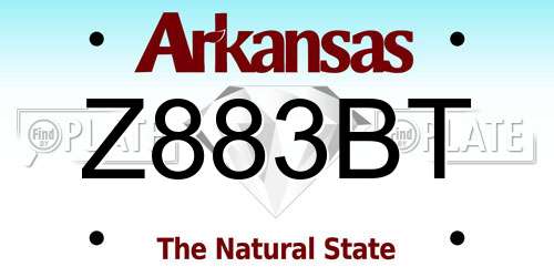 Z883BT Arkansas License Plate