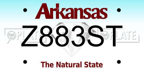 Z883ST Arkansas License Plate