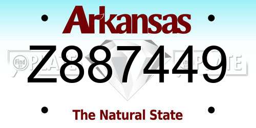 Z887449 Arkansas License Plate