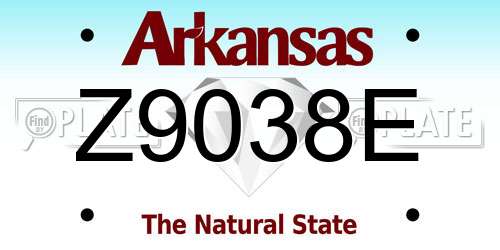 Z9038E Arkansas License Plate