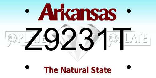 Z9231T Arkansas License Plate
