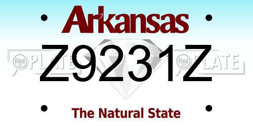 Z9231Z Arkansas License Plate