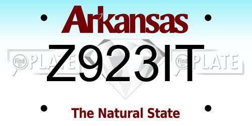 Z923IT Arkansas License Plate