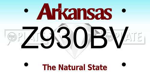 Z930BV Arkansas License Plate