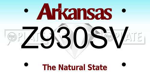 Z930SV Arkansas License Plate