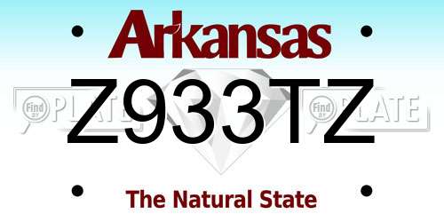 Z933TZ Arkansas License Plate