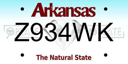 Z934WK Arkansas License Plate