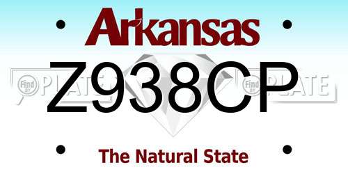 Z938CP Arkansas License Plate