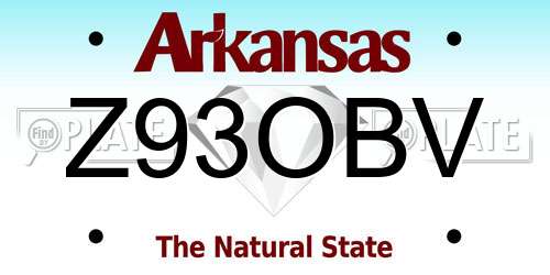 Z93OBV Arkansas License Plate