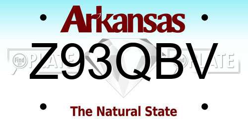 Z93QBV Arkansas License Plate