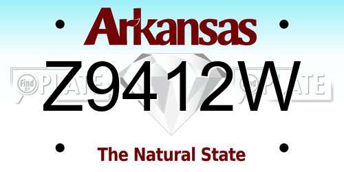 Z9412W Arkansas License Plate