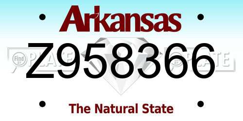 Z958366 Arkansas License Plate