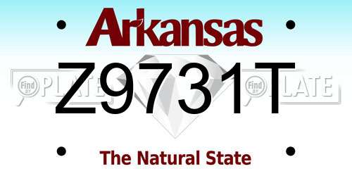 Z9731T Arkansas License Plate