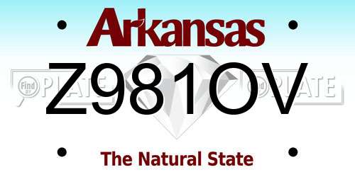 Z981OV Arkansas License Plate